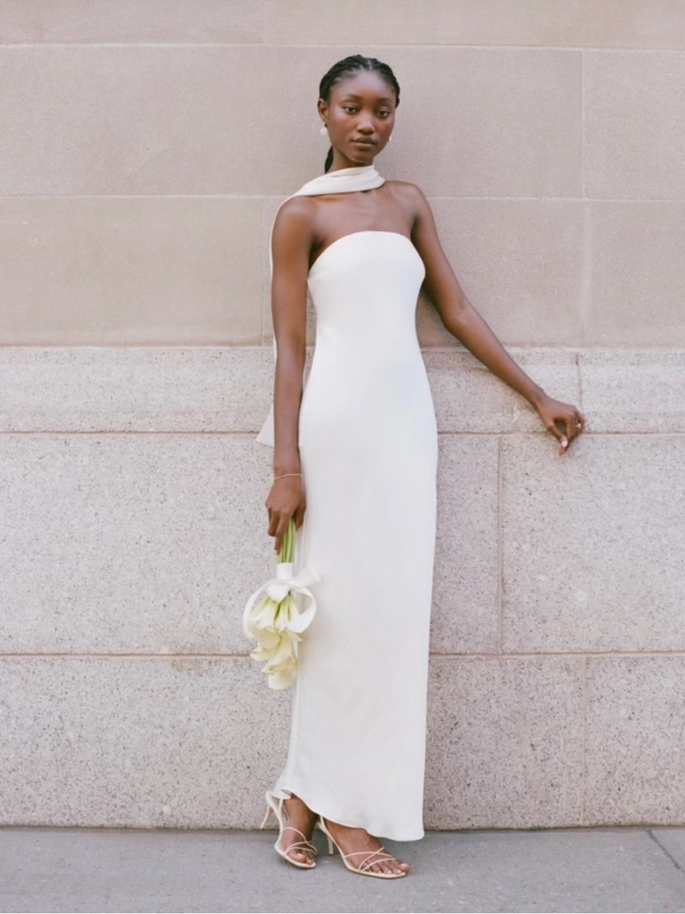 Abercrombie & Fitch Strapless White Column Gown